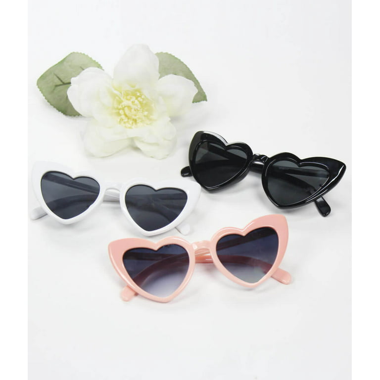 Women's black heart sunglasses, pack of 4