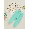 thumbnail image 3 of Infant Baby Girls Boys Pants Set, Long Sleeve Crew Neck Carrot Print Sweatshirt with Sweatpants, 3 of 8