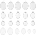 thumbnail image 2 of 30 Sets Oval Cabochon Pendant 304 Stainless Steel Blank Bezel Pendant Trays Settings with Oval Glass Cabochons Bezel Blanks Tray ​for Photo Pendant Craft Jewelry Making, 2 of 6