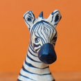 thumbnail image 3 of Painted Wood Sitting Zebra Sculpture, 3 of 4