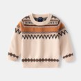 thumbnail image 2 of Gunia Toddler Sweater For Boys Girls Children Classic Jacquard Print Brown Over Winter Long Sleeve Knit Soft 12-18 Months, 2 of 6