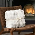 thumbnail image 6 of Luxury Faux Rabbit Fur Throw Blanket, Ultra Soft Fluffy Plush Cozy Warm Bubble Blanket for Bed, Couch, Chair, Sofa Decorative, Thick Reversible Throw Suitable for Fall & Winter, 50" x 60", White, 6 of 14