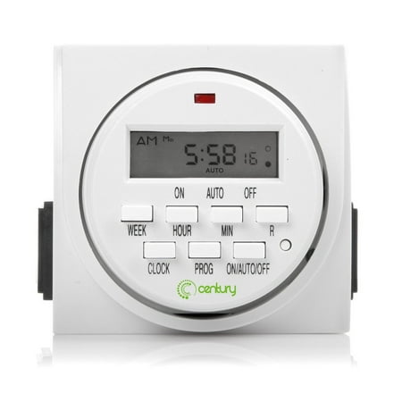 - Century 7 Day Heavy Duty Digital Programmable Timer - Dual Outlet (Single Control), Indoor Only