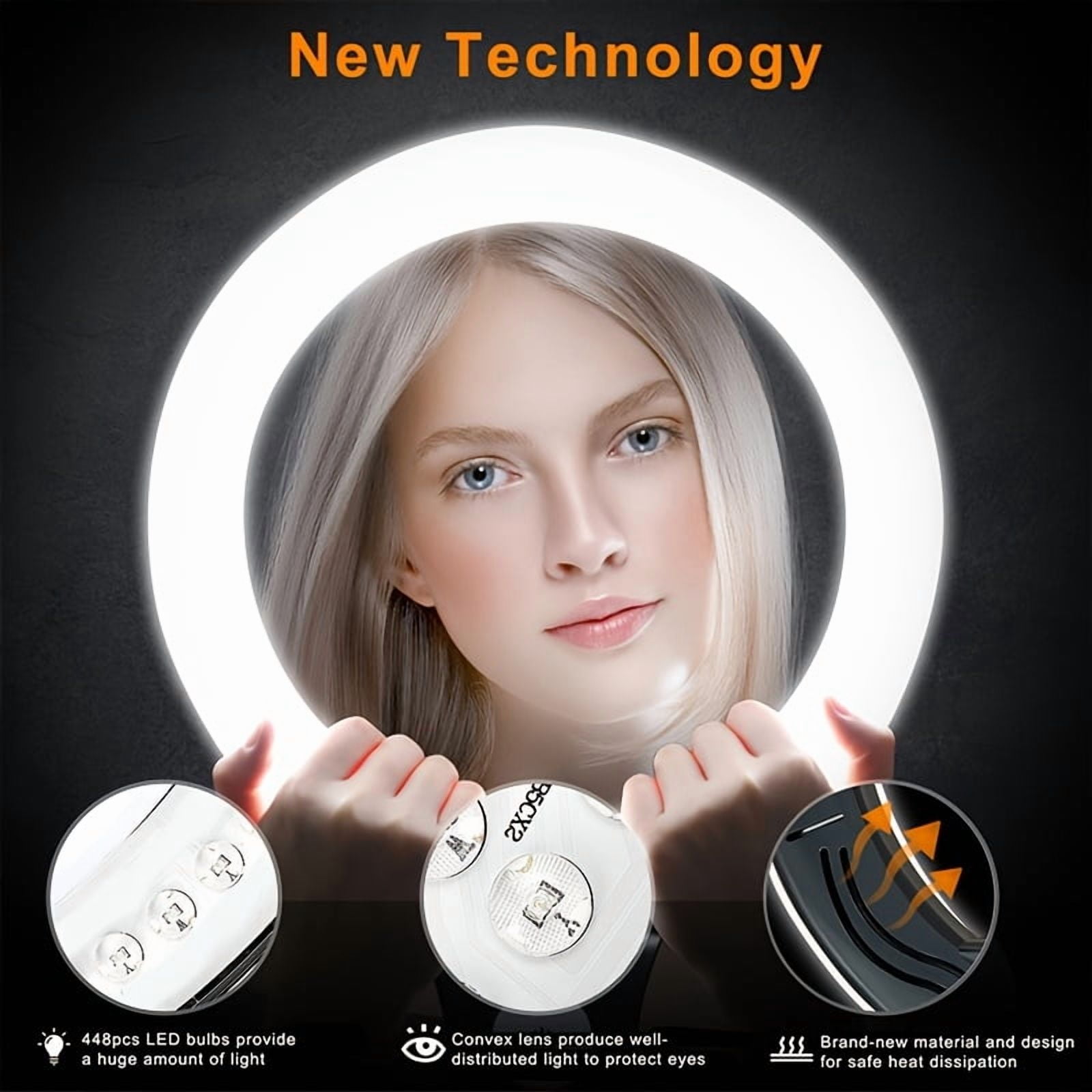 18-Inch Ring Light with Stand, LED Ring Light, with Bag And Mobile Phone Holder, for Smartphone Camera Photography, Live Broadcast, Selfie, Makeup, Studio Photo And Video Recording