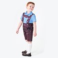 thumbnail image 2 of LNMQLPDBS 3pcs Boys' Clothing Sets Kids German Oktoberfest Costume Boys Button Down Plaid Shirt Suspender Shorts Pants and Socks Traditional Outfit Sets Cute Summer Sets for Toddler Blue 4-6 Years, 2 of 3