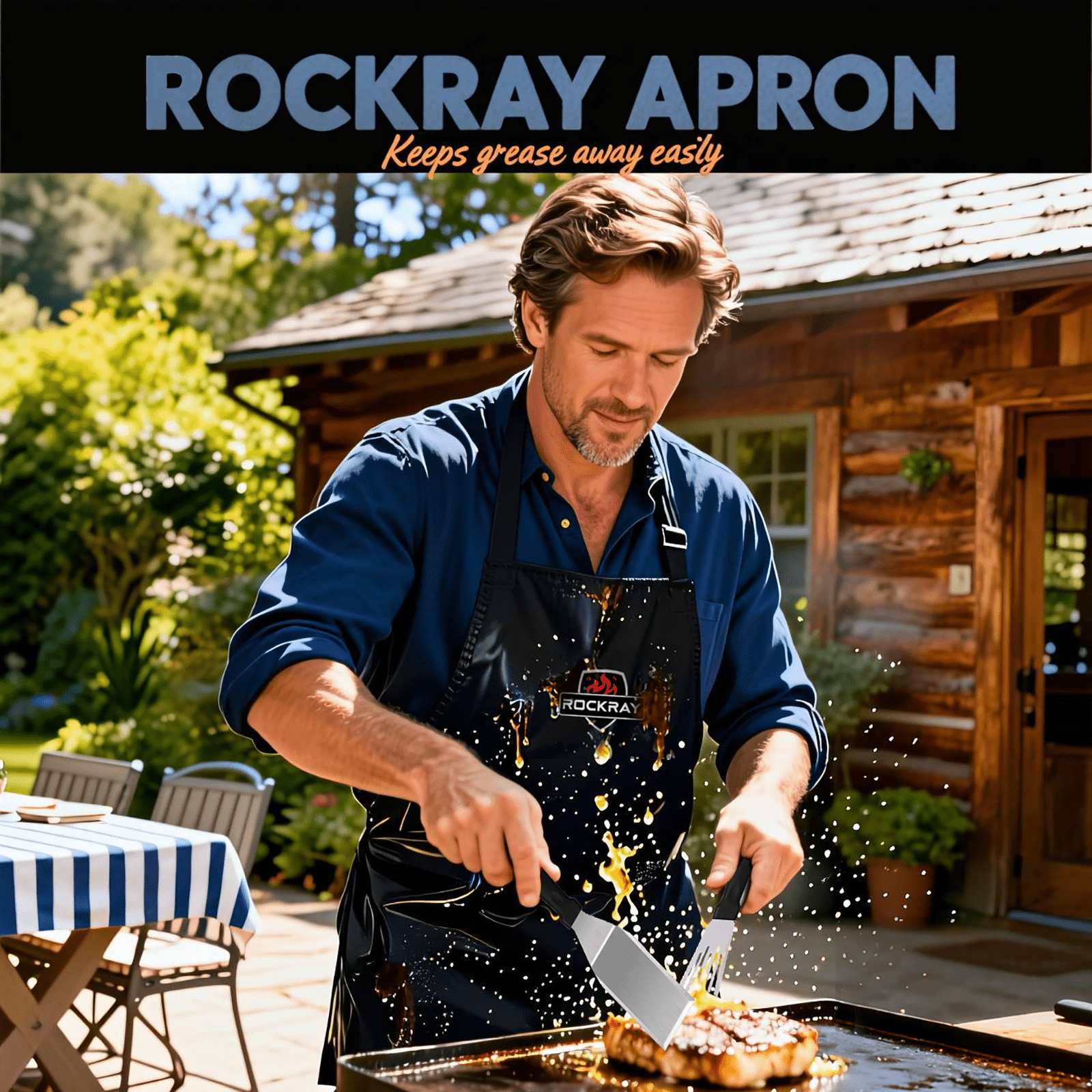 ROCKRAY 36PCS Griddle Accessories Kit for Blackstone,Grill Spatula Set with  Apron for Flat Top Outdoor BBQ Cooking,Father's Day Gift