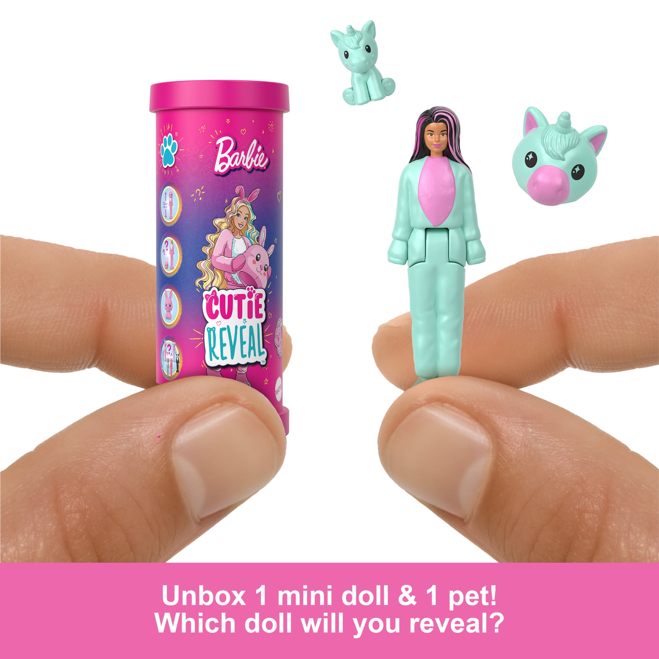 Barbie Mini Cutie Reveal Doll, 1.5-Inch Animal Plush Costume