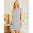 thumbnail image 6 of Ekouaer 2 Pack Womens V-Neck Nightgowns Soft Short Sleeve Sleepdress with Floral Print and Pockets, 6 of 7
