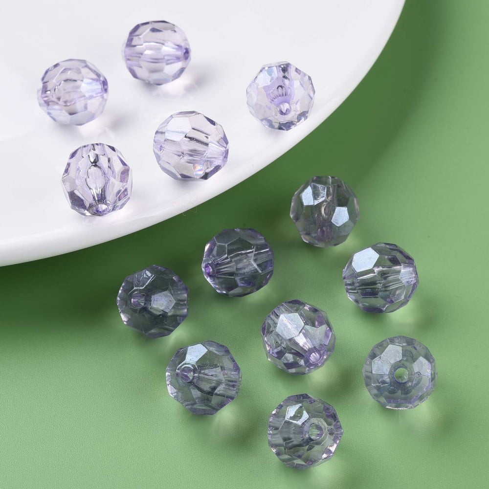 Transparent Acrylic Beads Faceted Football Lilac 14x13.5mm Hole: 2mm about 330pcs/500g