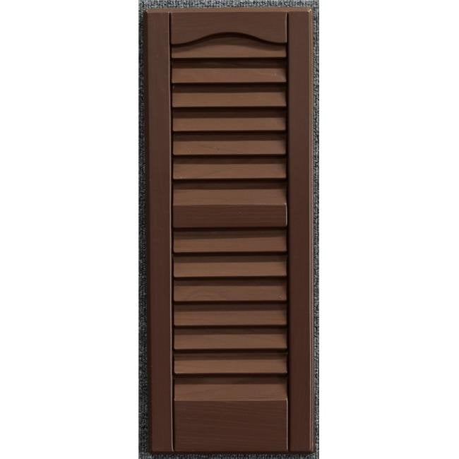9 x 41 in. Louvered Exterior Decorative Shutters, Brown
