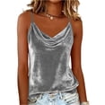 thumbnail image 2 of Women Vintage Velvet Tank Tops Spaghetti Strap Cowl Neck Crop Tank Tops Backless Sleeveless Fitted Cami Tops Trendy Going Out Blouse, 2 of 5
