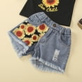 thumbnail image 4 of Baby Girl's Summer Outfit Sets Black Sleeveless Sunflower Print Tank Top Sunflower Print Denim Shorts, 4 of 7
