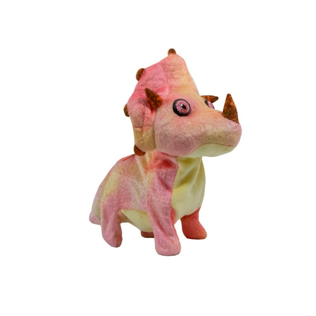 Dinosaurio De Peluche Triceraptors Rosa Con Movimiento Y Sonido Importadora La Merced Tela de Felpa