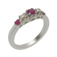 thumbnail image 1 of LBG British Made Real Solid 10k White Gold Natural Ruby & Cultured Pearl Womens band Ring - 33 size options - Size 6.25, 1 of 6