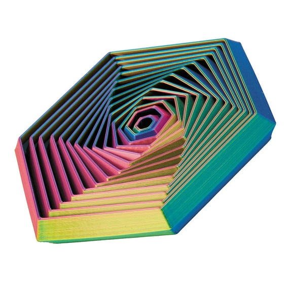 Fun Express 3" x 3" 3D-Printed Rainbow Spiral Plastic Fidget Toys - 6 Pieces