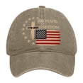 thumbnail image 3 of Washed Cotton Hats with Vintage Flag Design And Adjustable Fit, Great for Father’s Day Gifts Birthday Surprises Khaki, 3 of 5