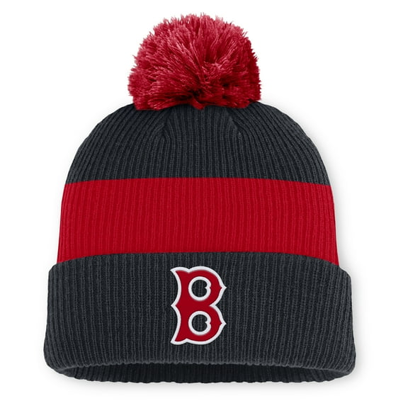 Men's Nike Navy/Red Boston Red Sox Cooperstown Collection Peak Standard Cuffed Knit Hat with Pom