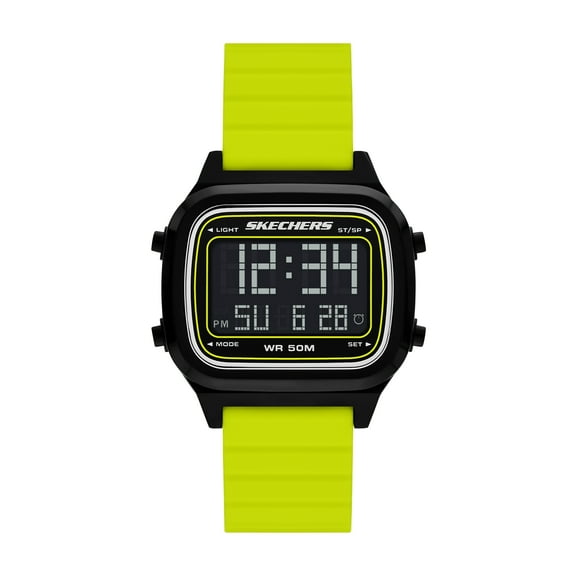 Skechers Men's Fiske Digital Yellow Silicone Watch