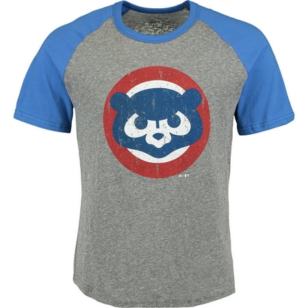 - Chicago Cubs Majestic Threads Cooperstown Collection Raglan Tri-Blend T-Shirt - Heather Gray/Royal