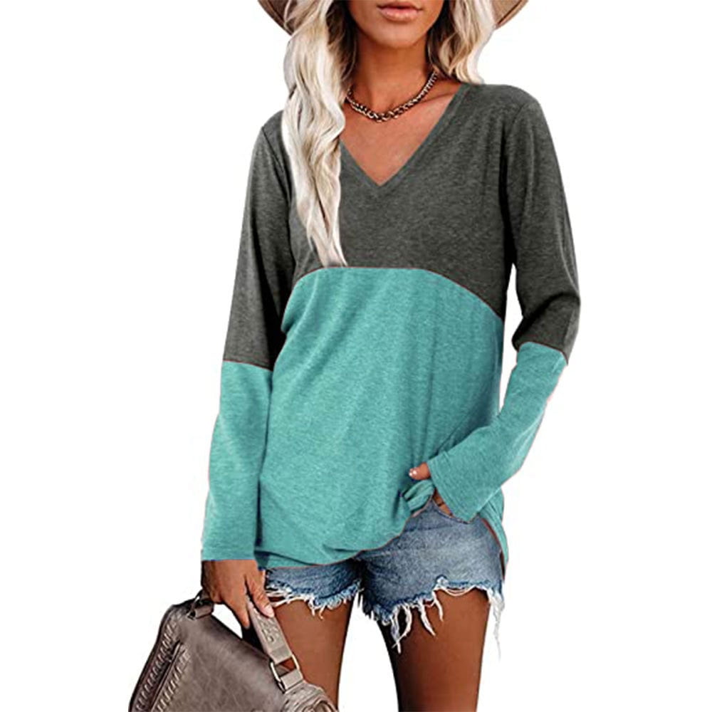 blue cotton color block casual shirt