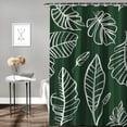 thumbnail image 2 of Orinice Tropical Palm Leaves Shower Curtain Abstract Dark Green White Plants Leaf Line Arts Boho Botanical Minimalist Banana Monstera Jungle Rainforest Nature Fabric Bath Curtain Set with Hook 69x72, 2 of 7