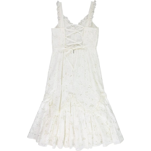 Rebecca Taylor - Vestido a media pierna con ojales para mujer, blanco, 6