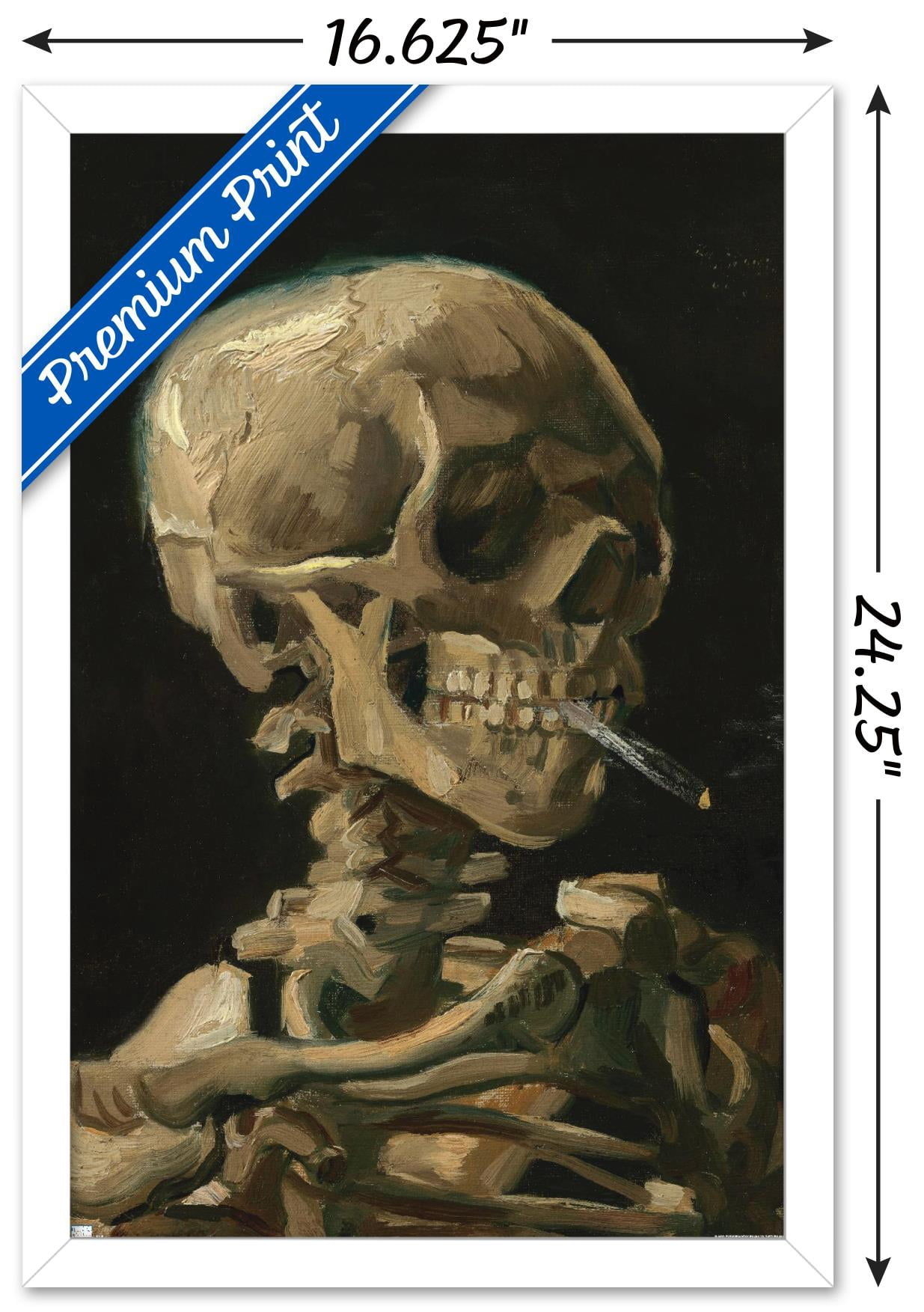 Skull of a Skeleton with Burning Cigarette by Vincent van Gogh Wall Poster, 22.375