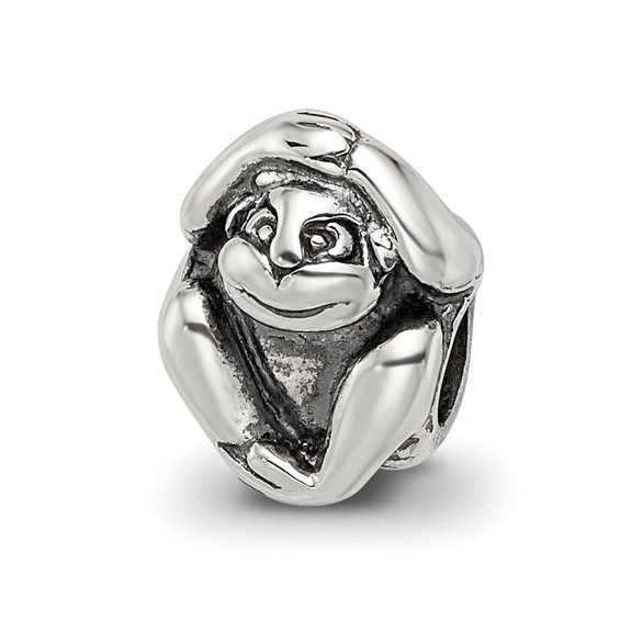 Fancy Bead White Sterling Silver Themed 10 mm 8.18 Reflections Monkey Bead