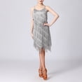 thumbnail image 6 of IBTOM CASTLE Women's Flapper Dress 1920s Sequin Tassel Latin Party Cocktail Dress Ballroom Dance Costume Vintage Fringe Dress XL Gray, 6 of 8