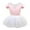 Pink, variant on Fesfesfes Toddler Girls Children's Dance Outfit Suits Summer Jumpsuit Short Sleeves Training Dancewear Suits Ballet One-piece Show Suits with Skirt Under 10$