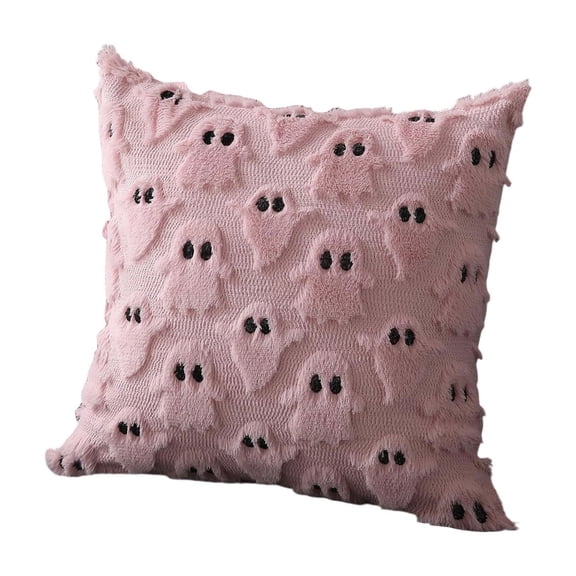 Btomtd 18" x 18" Two-Color Quilted Halloween Pumpkin Pillowcase, Sofa Cushion Home Textile Throw Pillow Covers, Holiday Party Decorative Pillow Cases, Pink