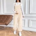 thumbnail image 6 of Women's Maternity Corduroy Overalls Sleeveless Loose Jumpsuit Adjustable Waist Pregnancy Casual Romper,M,Beige, 6 of 7