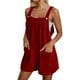 thumbnail image 1 of Mono de verano liso con botones para mujer - Mono informal sin mangas con tirantes ajustables y bolsillos laterales, 1 of 4