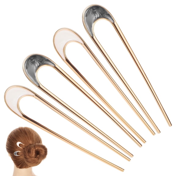 LOLIPPYY 4Pcs Metal Hair Pins U Shape French Hair Clips for Stylish Bun Decoration Daily Parties Weddings