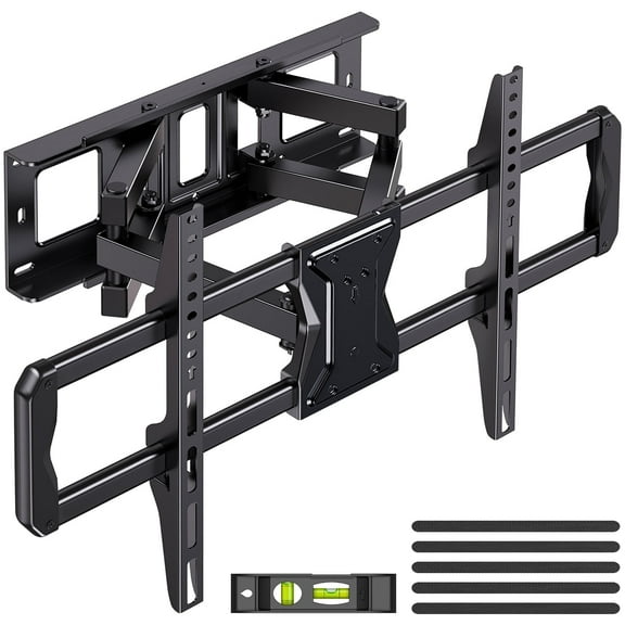 MountFTV Full Motion TV Wall Mount for 37-84 inch Curved TVs with Swivels Tilts Extension, Max 600x400mm, Holds up to 110lbs, Fit 16" Wood Stud
