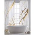 thumbnail image 5 of White Gold Modern Sheer Curtains 96 Inch Length 2 Panels Set, Abstract Vintage Marble Geometric Voile Window Treatment Semi Sheer Long Curtains Drapes for Bedroom/Living Room/Kitchen 52"x96"x2, 5 of 7