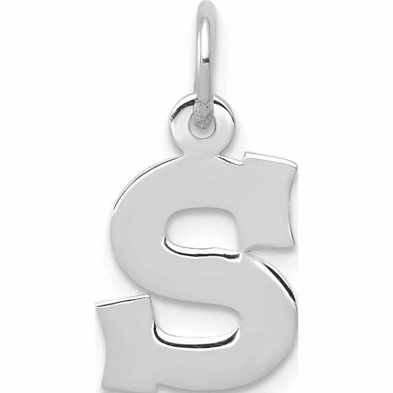 10K White Gold Small Block Initial S Charm (18 X 12) Made In United States -Jewelry By Sweet Pea