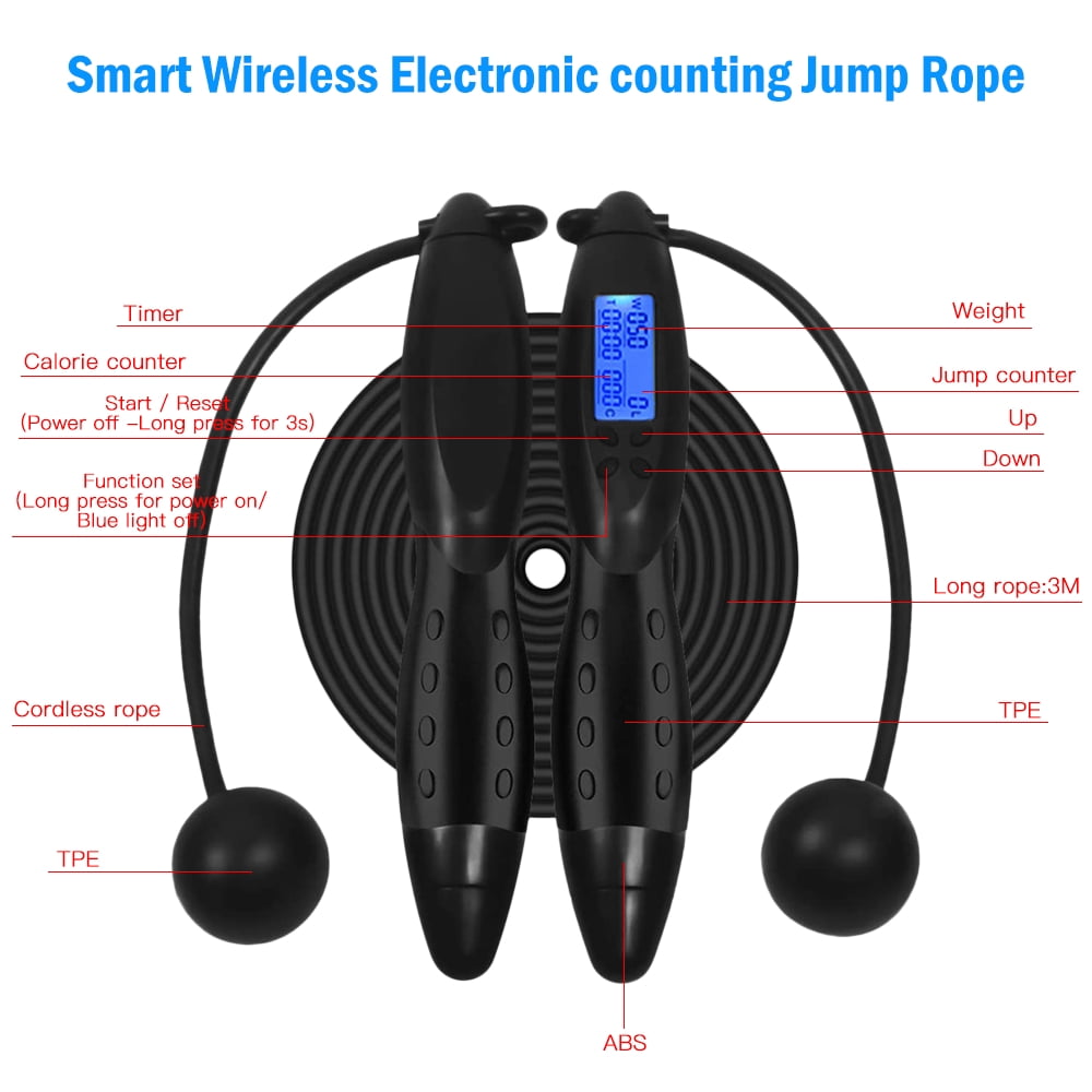 Romacci Wireless Jump Ropes with Electronic Jump Counter Calorie Counter Timer Sports Fitness for Indoor & Outdoor Use