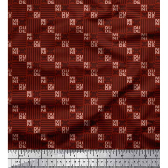 Soimoi Polyester Crepe Fabric Text,Skull & Check Printed Fabric 1 Yard 42 Inch Wide