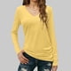 thumbnail image 1 of Xuyuer Women's V-Neck Long Sleeve Slim Drape Hem Solid Color Casual Blouse, Flowy T-Shirt Top for Business Casual, Dinner Dates and Elegant Daily Fashion, 1 of 5