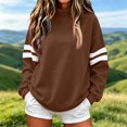 thumbnail image 2 of Women Varsity Sweatshirt Long Sleeve Casual Oversized Pullover Striped Sleeve Loose Fit Athletic Top, 2 of 4