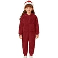 thumbnail image 3 of Boys Hooded Romper Jumpsuit Winter Warm Soft Lined Pajama Outfit For Toddler Kids Playwear, 3 of 8