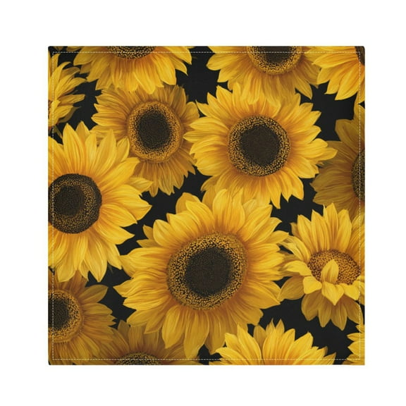 Cloth Napkins Set of4 100% Satin Peachskin Velvet, 20x20inx4 Napkins Cloth napkins are washable Soft and Absorbent Sunflowers Bright Yellow