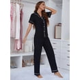 thumbnail image 3 of ebukurty Black Pajama Sets for Women 2 Piece Short Sleeve Boutton-up Sleepwear, Sizes S-XL, 3 of 8