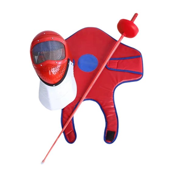 Máscara de esgrima, juego de espadas de práctica, equipo de entrenamiento ligero y práctico para la cara Rojo