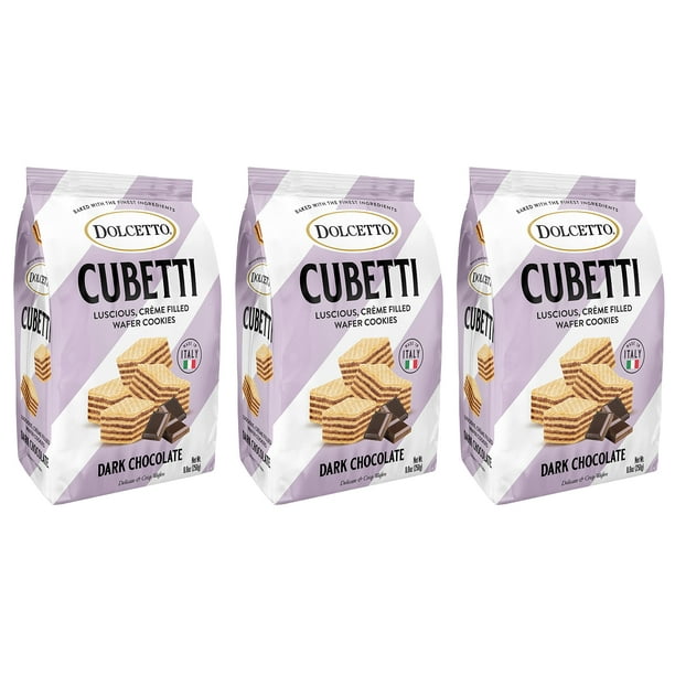 Dolcetto Cubetti Wafer Cookies, Creamy Dark Chocolate Flavor Sweets, Crispy Gourmet Treats made