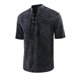thumbnail image 1 of Playeras Hombre Cuello V Camiseta Gótica Retro Para Hombre Con Cordones Y Cuello En V Y Bolsillo, Camiseta De Manga Corta, Camisetas Sueltas, 1 of 2