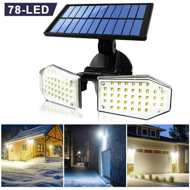 Wireless Solar Bright Motion Sensor Flood Light, 2 Head Waterproof Wireless Solar Security Light