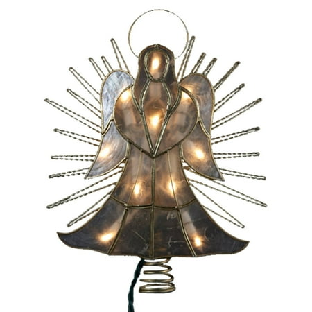 Kurt Adler 10 in. Capiz Angel with Twisted Wire Tree Topper