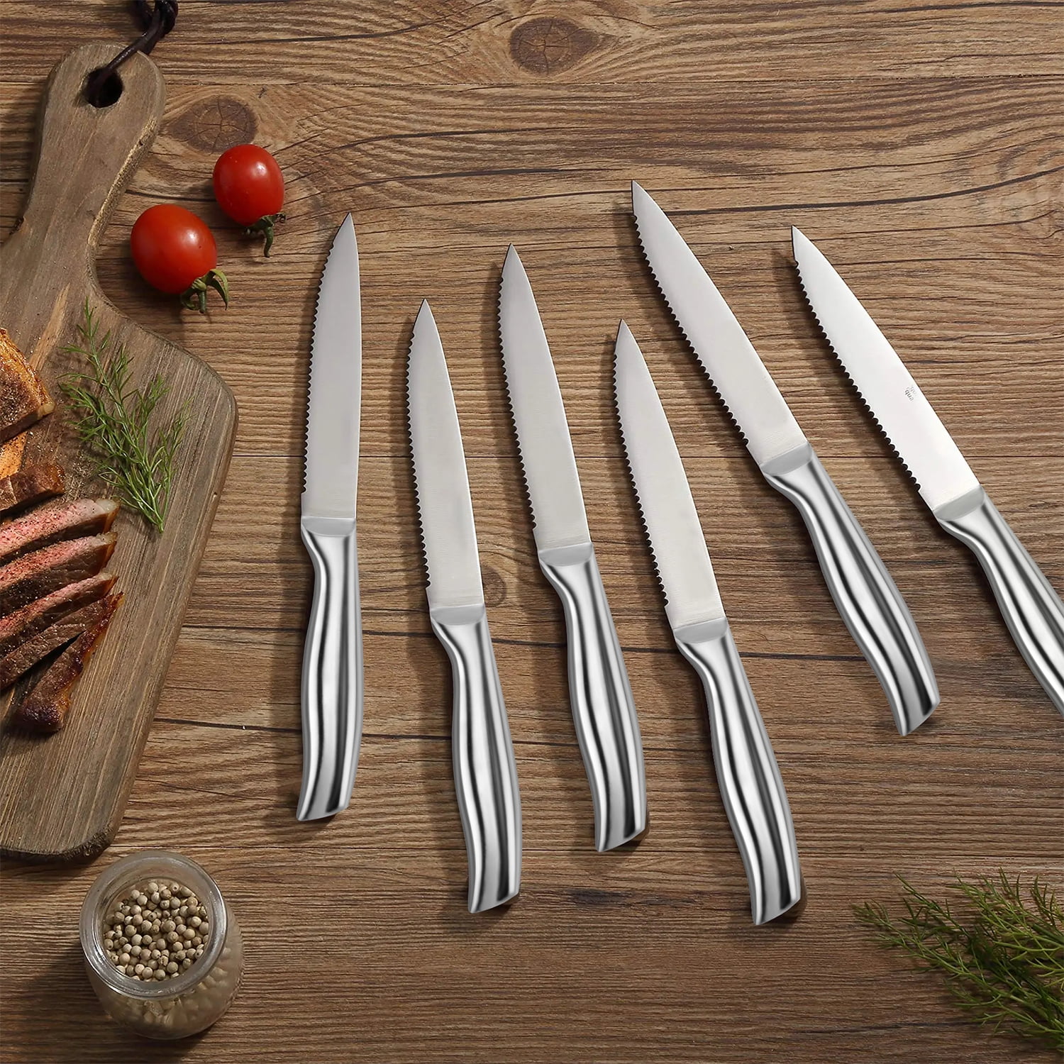 GPED Knife Block Set, Kitchen Knife Set with Block, 16 Pcs Professional Chef Knife Set with Knife Sharpener & 8 Steak Knives, Ultra Sharp Stainless Steel Knife Set for Kitchen, Dishwasher Safe